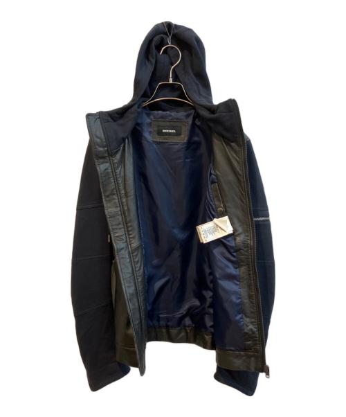 DIESEL（ディーゼル）DIESEL (ディーゼル) レザー切替ジャケット ブラック サイズ:Mの古着・服飾アイテム