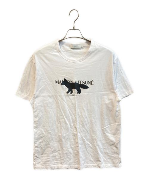 maison kitsune（メゾンキツネ）MAISON KITSUNE (メゾンキツネ) プリントTシャツ/フォックススタンプ ロゴTシャツ　KMM12110 ホワイト サイズ:XLの古着・服飾アイテム