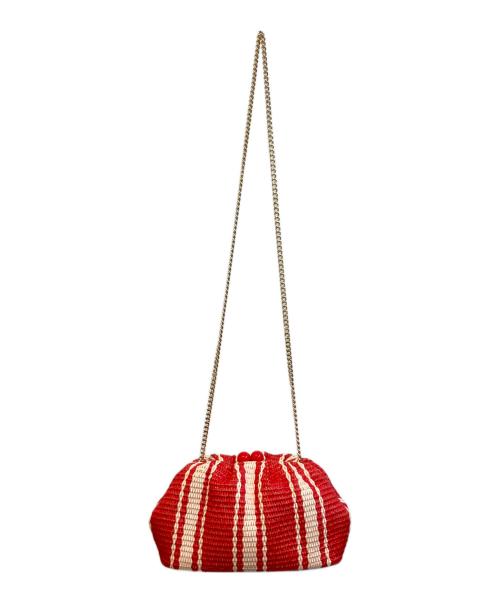 Kate Spade（ケイトスペード）Kate Spade (ケイトスペード) スクランチ ビーチ チェア ストライプ ストロー コンバーチブル クラッチ ショルダーバッグ　KB584 レッド サイズ:-の古着・服飾アイテム