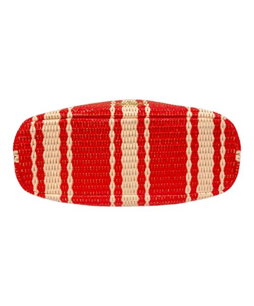 Kate Spade（ケイトスペード）Kate Spade (ケイトスペード) スクランチ ビーチ チェア ストライプ ストロー コンバーチブル クラッチ ショルダーバッグ　KB584 レッド サイズ:-の古着・服飾アイテム