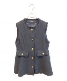 green label relaxing（グリーンレーベルリラクシング）の古着「バスケットペプラムジレ 3522-199-1571」｜ネイビー