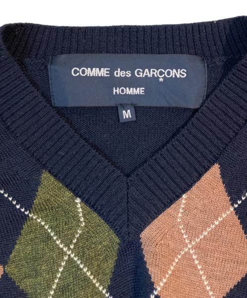 COMME des GARCONS HOMME（コムデギャルソン オム）COMME des GARCONS HOMME (コムデギャルソン オム) アーガイルVネックニット　HB-N003 ネイビー サイズ:ｍの古着・服飾アイテム
