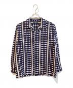 SHIPSシップス）の古着「エンブロイダリー オープンカラー ロングスリーブ シャツ 111-15-0436」｜ネイビー