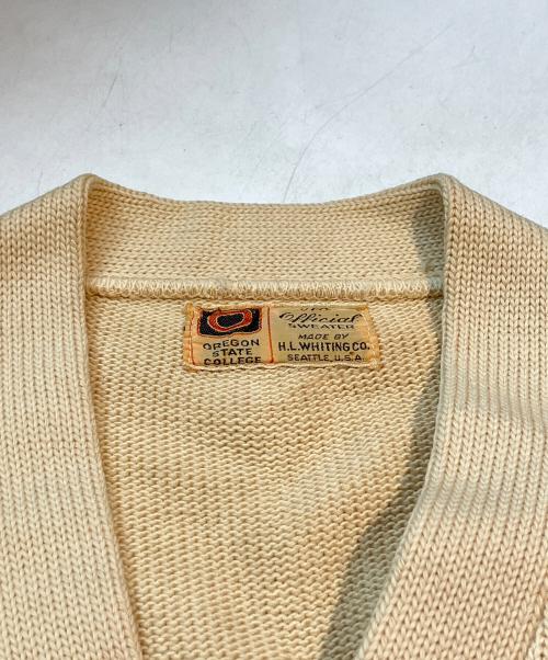 USED（ユーズド）USED (ユーズド) 50s レタードカーディガン ベージュ サイズ:-の古着・服飾アイテム