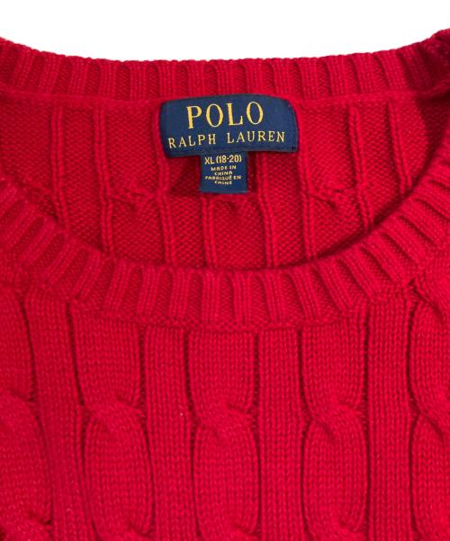 POLO RALPH LAUREN（ポロ・ラルフローレン）POLO RALPH LAUREN (ポロ・ラルフローレン) ケーブルニット レッド サイズ:XLの古着・服飾アイテム