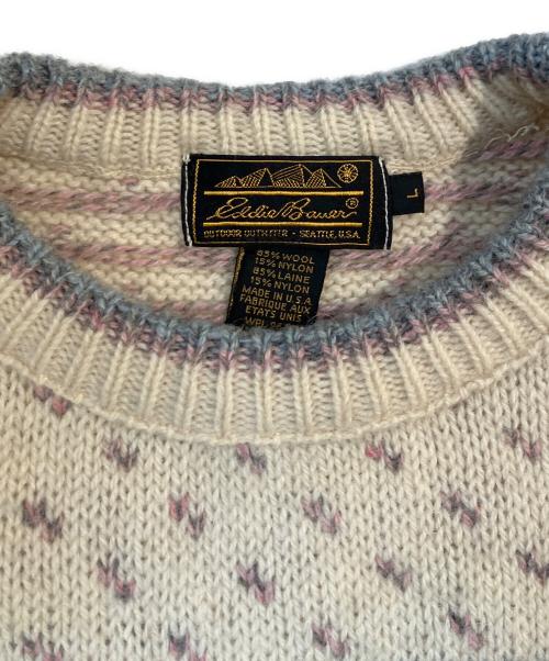 Eddie Bauer（エディーバウアー）Eddie Bauer (エディーバウアー) ノルディックニット アイボリー サイズ:Lの古着・服飾アイテム