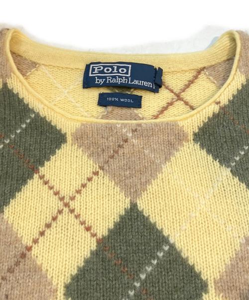 POLO RALPH LAUREN（ポロ・ラルフローレン）POLO RALPH LAUREN (ポロ・ラルフローレン) アーガイルニット イエロー サイズ:XLの古着・服飾アイテム