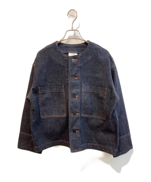 YUNI（ユニ）yuni (ユニ) ノーカラーデニムジャケット インディゴ サイズ:Freeの古着・服飾アイテム