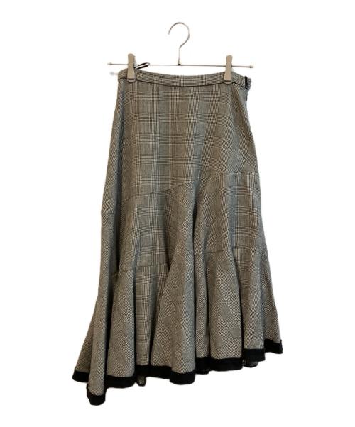 tricot COMME des GARCONS（トリココムデギャルソン）tricot COMME des GARCONS (トリココムデギャルソン) グレンチェックヘムフレアスカート　TS-04045M ブラック サイズ:Ｍの古着・服飾アイテム