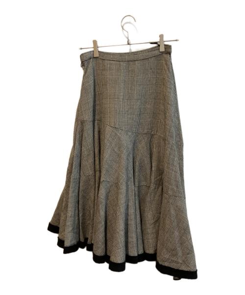 tricot COMME des GARCONS（トリココムデギャルソン）tricot COMME des GARCONS (トリココムデギャルソン) グレンチェックヘムフレアスカート　TS-04045M ブラック サイズ:Ｍの古着・服飾アイテム