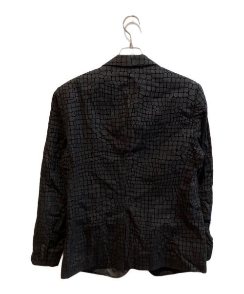 EMPORIO ARMANI（エンポリオ アルマーニ）EMPORIO ARMANI (エンポリオ アルマーニ) クロコ型押しレザー切替テーラードジャケット ブラック サイズ:50の古着・服飾アイテム