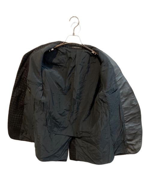 EMPORIO ARMANI（エンポリオ アルマーニ）EMPORIO ARMANI (エンポリオ アルマーニ) クロコ型押しレザー切替テーラードジャケット ブラック サイズ:50の古着・服飾アイテム
