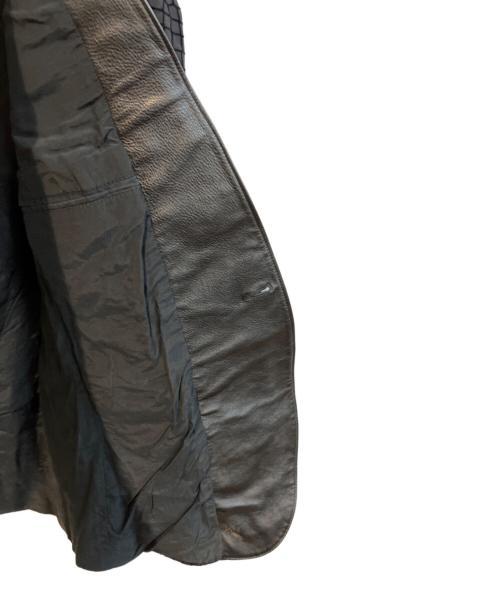 EMPORIO ARMANI（エンポリオ アルマーニ）EMPORIO ARMANI (エンポリオ アルマーニ) クロコ型押しレザー切替テーラードジャケット ブラック サイズ:50の古着・服飾アイテム