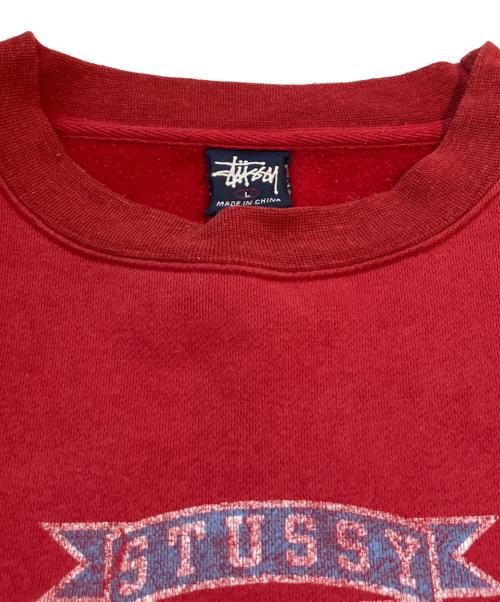 stussy（ステューシー）stussy (ステューシー) プリントスウェット レッド サイズ:Lの古着・服飾アイテム