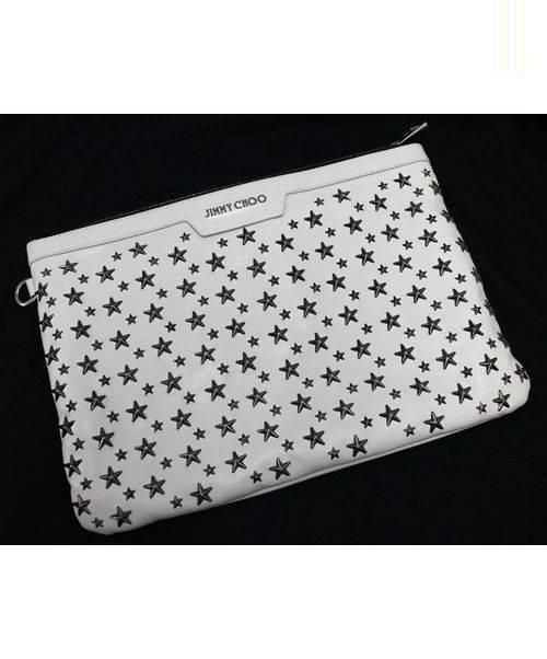JIMMY CHOO（ジミーチュウ）JIMMY CHOO (ジミーチュウ) スタースタッズクラッチバッグ アイボリー 税抜 DEREK-MUQ-DARKSILVERGUNMETALの古着・服飾アイテム