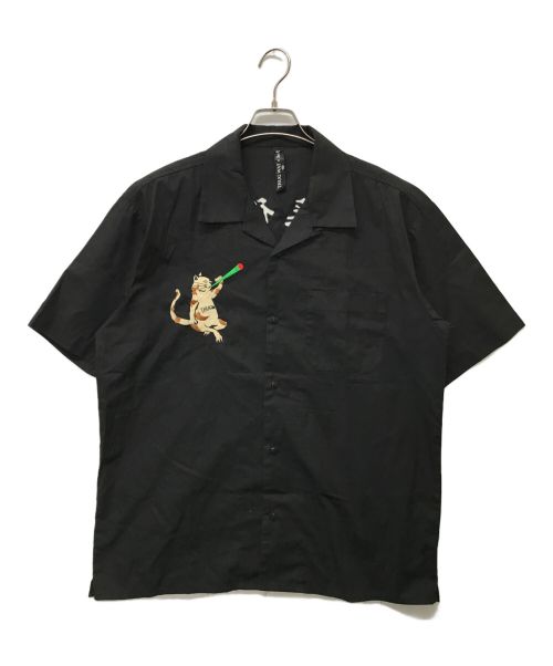 THUG WAY（サグウェイ）THUG WAY (サグウェイ) SEEQ (シーク) 麻薬御飯オープンカラーシャツ ブラック サイズ:SIZE XLの古着・服飾アイテム