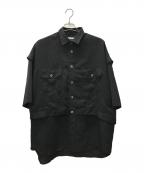 MAISON SPECIALメゾンスペシャル）の古着「プライムオーバーシアーレイヤリングショートスリーブシャツ」｜ブラック