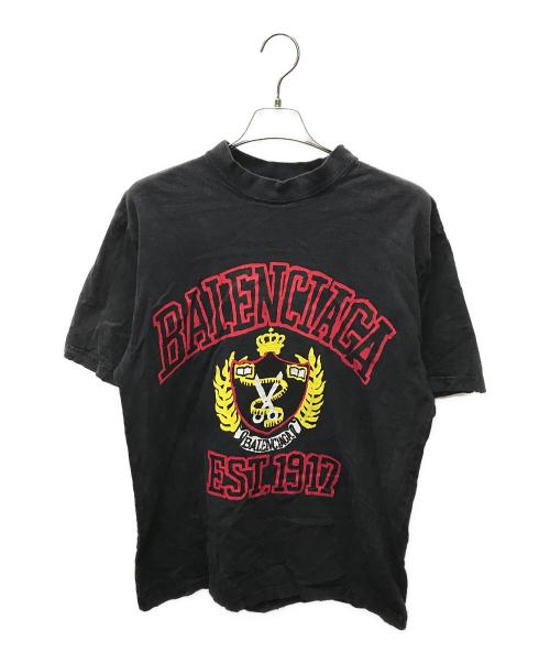 BALENCIAGA（バレンシアガ）BALENCIAGA (バレンシアガ) カレッジロゴペイントTシャツ ブラック サイズ:ＸＳの古着・服飾アイテム