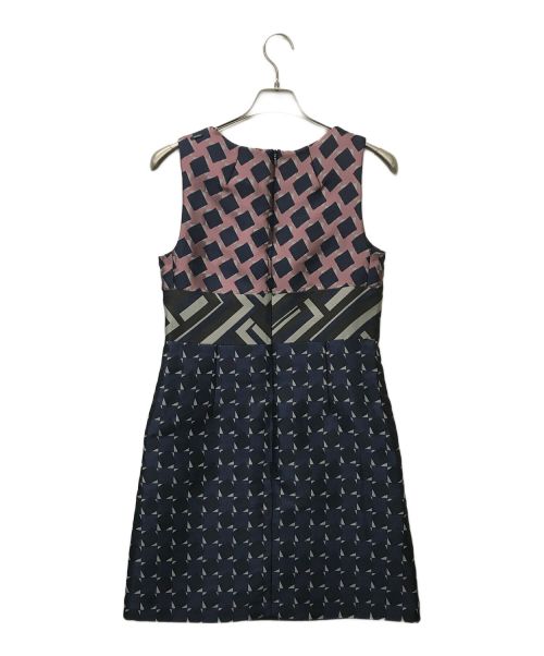 'S Max Mara（エスマックスマーラ）'S Max Mara (エスマックスマーラ) 総柄ミニノースリーブワンピース ネイビー サイズ:表記なしの古着・服飾アイテム