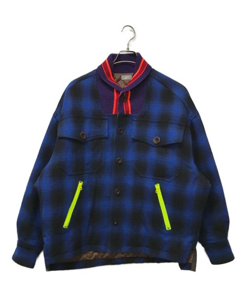 kolor/BEACON（カラービーコン）kolor/BEACON (カラービーコン) オンブレチェックドッキングブルゾン ブルー サイズ:2の古着・服飾アイテム