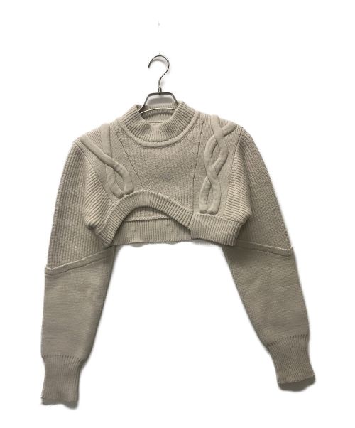 UN3D.（アンスリード）UN3D. (アンスリード) ケーブルショートニット ベージュ サイズ:Freeの古着・服飾アイテム