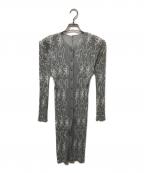 PLEATS PLEASEプリーツプリーズ）の古着「フラワーテープ ロングカーディガン」｜グレー