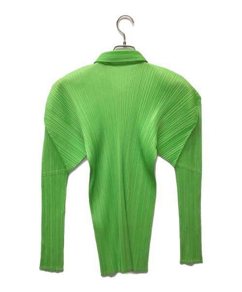 PLEATS PLEASE（プリーツプリーズ）PLEATS PLEASE (プリーツプリーズ) 襟付プリーツカットソー グリーン サイズ:Mの古着・服飾アイテム