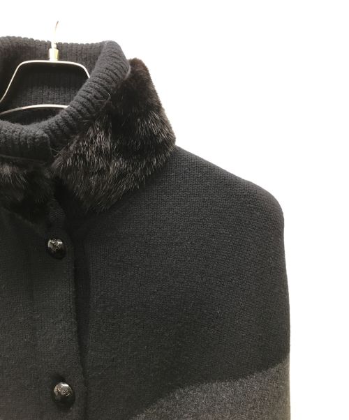 LOUIS VUITTON（ルイ ヴィトン）LOUIS VUITTON (ルイ ヴィトン) ミンクファーウール×カシミヤニットケープ/RW132 F4KC070DE グレー×ブラック サイズ:Mの古着・服飾アイテム