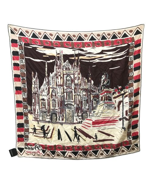 PRADA（プラダ）PRADA (プラダ) 24SS Pittoresque Milan スカーフ ベージュ×レッドの古着・服飾アイテム