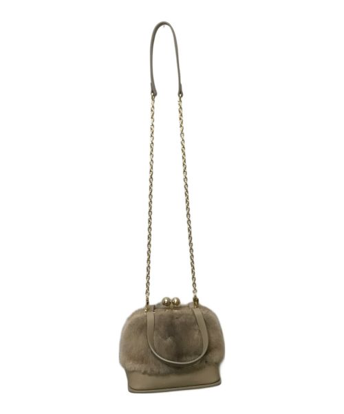 WEEKEND Max Mara（ウィークエンド マックスマーラ）WEEKEND Max Mara (ウィークエンド マックスマーラ) がま口ファー切替バッグ ベージュの古着・服飾アイテム