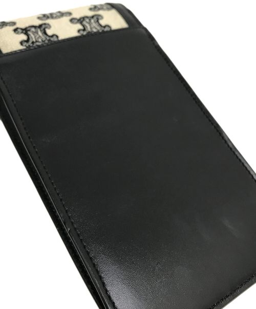 CELINE（セリーヌ）CELINE (セリーヌ) トリオンフ バーティカル モバイルポーチ ベージュ×ブラックの古着・服飾アイテム