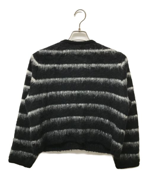 allureville（アルアバイル）allureville (アルアバイル) ブラッシュボーダージャガード カーディガン ブラック サイズ:SIZE Mの古着・服飾アイテム