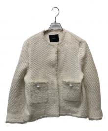 allureville（アルアバイル）の古着「ジオリカハニカムツィードフリンジジャケット」｜ホワイト