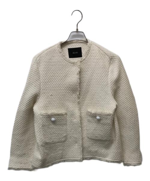 allureville（アルアバイル）allureville (アルアバイル) ジオリカハニカムツィードフリンジジャケット ホワイト サイズ:Ｍの古着・服飾アイテム