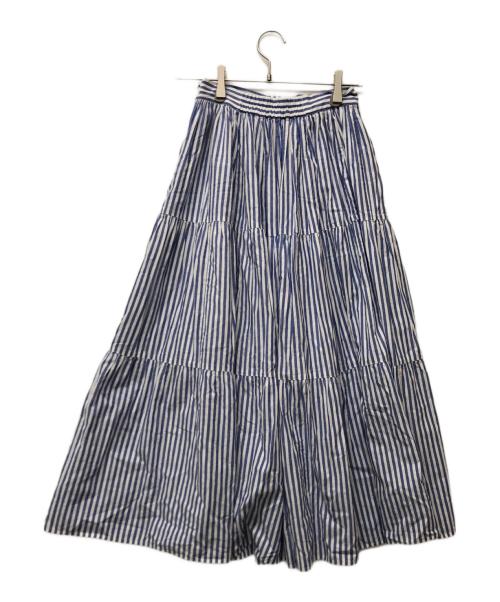 OBLI（オブリ）OBLI (オブリ) ストライプティアードsカート ブルー サイズ:Freeの古着・服飾アイテム