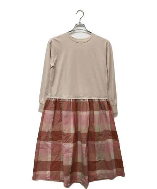 BLUE LABEL CRESTBRIDGE（ブルーレーベルクレストブリッジ）BLUE LABEL CRESTBRIDGE (ブルーレーベルクレストブリッジ) 切替チェックワンピース ベージュ サイズ:36の古着・服飾アイテム