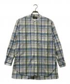 FRED PERRYフレッドペリー）の古着「刺繍入りバンドカラーシャツ」｜ブルー