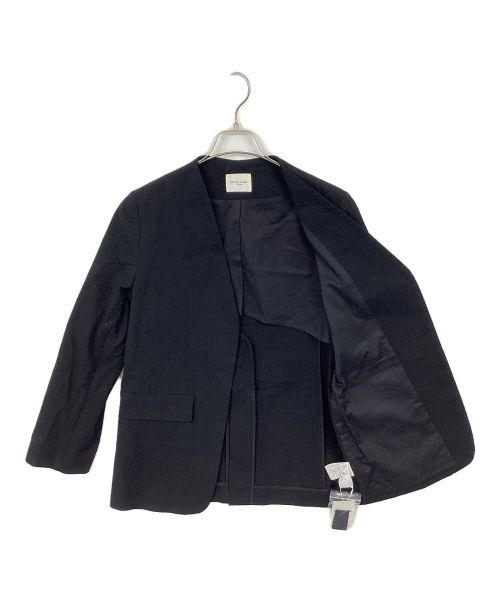 Demi-Luxe Beams（デミルクス ビームス）Demi-Luxe Beams (デミルクス ビームス) シアサッカーラペルレスジャケット ブラック サイズ:SIZE36 未使用品の古着・服飾アイテム