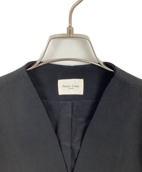 Demi-Luxe Beams（デミルクス ビームス）Demi-Luxe Beams (デミルクス ビームス) シアサッカーラペルレスジャケット ブラック サイズ:SIZE36 未使用品の古着・服飾アイテム