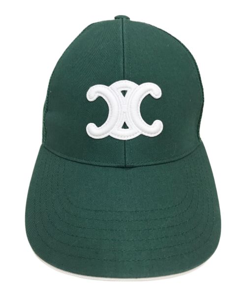 CELINE（セリーヌ）CELINE (セリーヌ) トリオンフベースボールキャップ グリーン サイズ:Sの古着・服飾アイテム