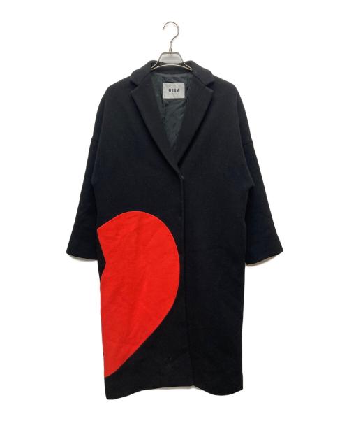 MSGM（エムエスジーエム）MSGM (エムエスジーエム) Black Broken Heart Wool-Blend Oversized Coat ブラック サイズ:38の古着・服飾アイテム