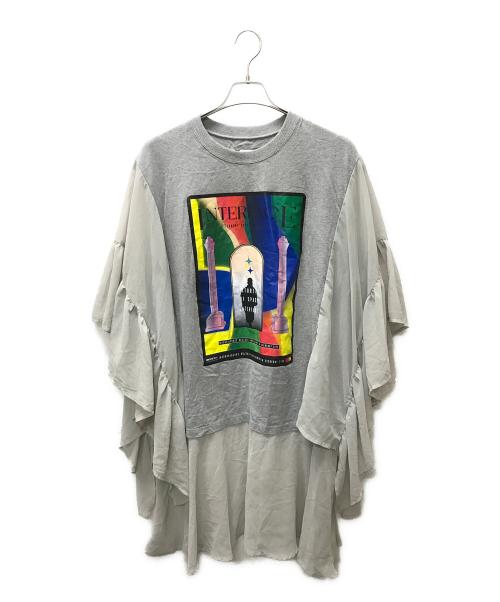 ROSE BUD（ローズバッド）ROSE BUD (ローズバッド) OKIRAKU (オキラク) ジョーゼット＆カットソードッキングミニワンピース グレー サイズ:Freeの古着・服飾アイテム