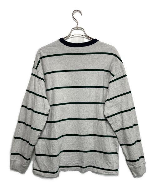 HUF（ハフ）HUF (ハフ) HUFロゴボーダーTシャツ グレー サイズ:XLの古着・服飾アイテム