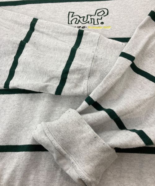HUF（ハフ）HUF (ハフ) HUFロゴボーダーTシャツ グレー サイズ:XLの古着・服飾アイテム
