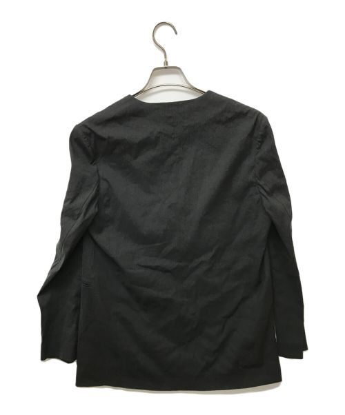 BALLSEY（ボールジィ）BALLSEY (ボールジィ) テンセルリネンストレッチ ノーカラージャケット グレー サイズ:SIZE 34の古着・服飾アイテム