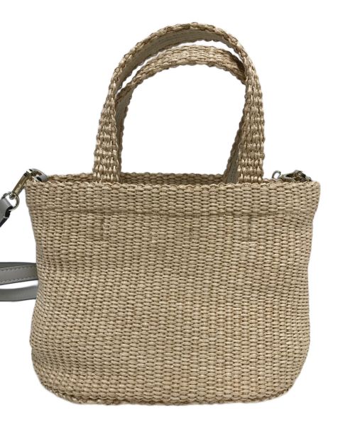 JIMMY CHOO（ジミーチュウ）JIMMY CHOO (ジミーチュウ) ビーチミニ ラフィアロゴカゴバッグ ベージュの古着・服飾アイテム