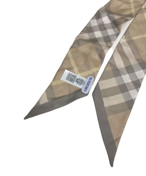 BURBERRY（バーバリー）BURBERRY (バーバリー) スキニー チェック シルクスカーフ ベージュの古着・服飾アイテム