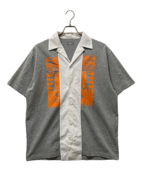 kolor/BEACON（カラービーコン）kolor/BEACON (カラービーコン) 切替オープンカラーシャツ グレー×オレンジ サイズ:2の古着・服飾アイテム