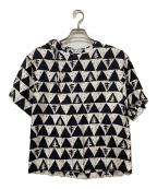 MaxMaraマックスマーラ）の古着「総柄半袖ブラウス」｜ホワイト×ブラック