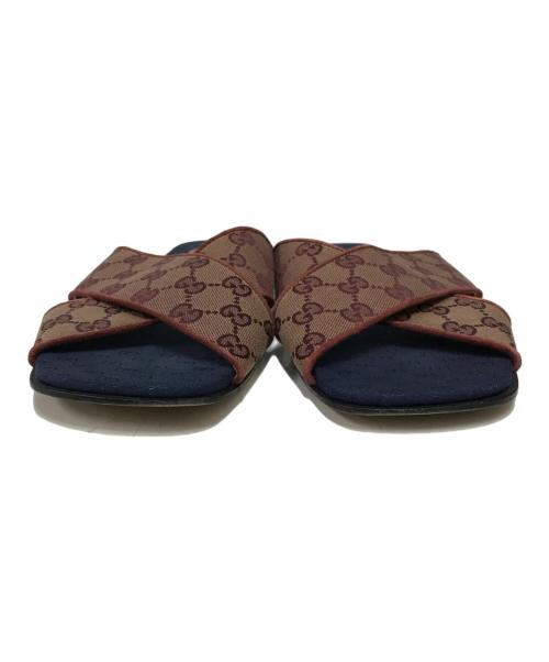 GUCCI（グッチ）GUCCI (グッチ) GGキャンバス スライドサンダル ブラウン サイズ:8の古着・服飾アイテム